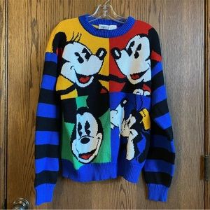 Mickey Mouse Women’s Sweater Vintage Color Block Pullover Medium Mickey & Co.